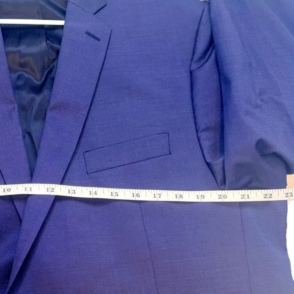 Calvin Klein‎ Blazer Jacket Wool 2-Button Blue Solid 46R